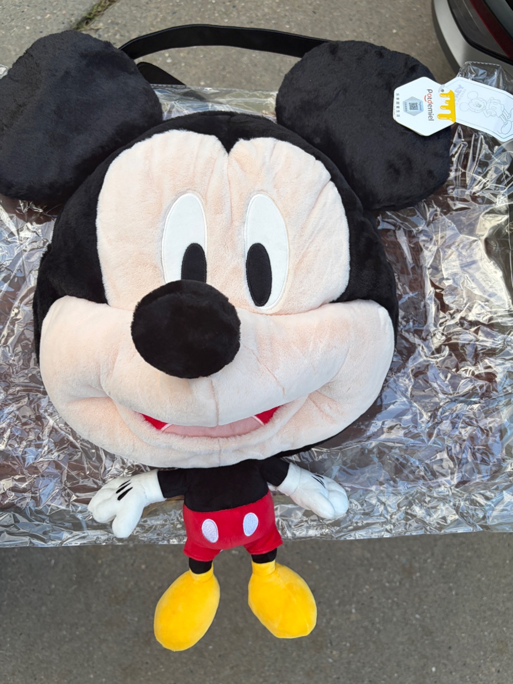 Disney Mickey Mouse Potdemiel Plush Backpack Large Character Bag New With Tags